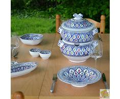 YODECO Service Couscous-Topf Teller tebsis Bakir blau – 6 Pers