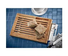 WMF Brot-Schneidebrett, mit Krümmelschale, 44 x 27 x 4,8 cm, Bambus, Gitterform, klingenschonend
