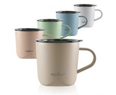 eppikan® Edelstahl Thermobecher, Isolierbecher, Kaffeetasse, Trinkbecher, EppiLungo Thermotasse 260 ml, für Kaffee und Tee, Deckel mit Trinköffnung (Taupe)
