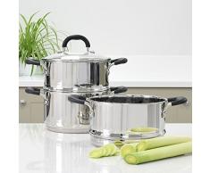 ProCook Gourmet Stainless Steel | Fleischtopf & Dämpfeinsatz | mit Deckel | Edelstahl | induktionsgeeignet | Set | 20 cm Ø | zwei Einsätze