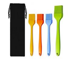 Zibnwee Silikon Backpinsel Grillpinsel BBQ-Pinsel, Weich und Hitzebeständig Verbreitung Öl Soße Butter Marinaden Silikonpinsel für BBQ Grill Kochen Backen, Spülmaschine Sicher，4-Teiliges Set