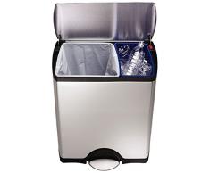 Simplehuman Treteimer, Edelstahl, Silber, 32.5 x 32.5 x 65.3 cm