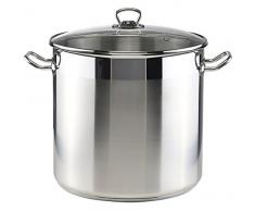 20 Liter Edelstahl-Großraumtopf induktionsfähiger Suppentopf mit Glasdeckel XXL Universaltopf 22056