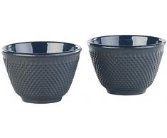 Rosenstein & Söhne Teetassen: 2er-Set asiatische Teebecher aus Gusseisen und Emaille, schwarz (Teeschale)