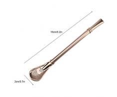 FTVOGUE 5 stücke Edelstahl Metall Trinkhalm Löffel Wiederverwendbare Waschbar Tee Kaffee Saft Gefiltert Rühren Scoop(03)