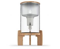 pH RECHARGE - Wasserspender mit Filter für natürlich gereinigtes, basisches, ionisiertes Trinkwasser - reduziert Kalk & erhöht pH-Wert - mit Zapfhahn - NEUES MODELL 2020 - Borosilikatglas/Bambus - 9 l