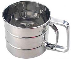 Mehlsieb Edelstahl Einhand-Mehlsieb Küchensieb Feinsieb für Mehl und Puderzucker (Silber)