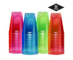 matana 80 Hartplastik Einwegbecher Partybecher, Neon 210ml - Stabile & Mehrweg - Starke Plastikgläser, Trinkbecher, Plastikbecher für Bier Getränke Desserts| Partys Geburtstage Weihnachten.