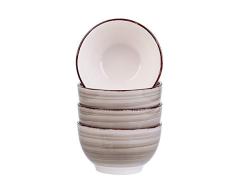 Vancasso Müslischalen Steingut, Bella 4 teilig Schalen Set, Füllmenge 750 ml, Müslischüssel, Müsli Schale, Dessertschale, Snackschale, Eisschale, Schüssel, handbemalt