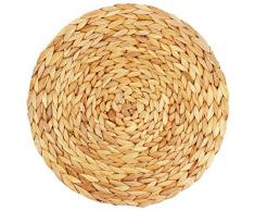 Decorasian Platzset aus Seegras - Wasserhyazinthe, 4er Set Tischset abwischbar 35cm Tischuntersetzer rund Natur