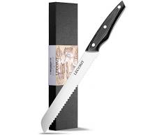LECOKIT Profi 20cm Brotmesser mit Wellenschliff | Extra Scharfe Messerklinge | aus hochwertigem Rostfreier Stahl| Brotsäge ,Konditorsäge | Ergonomischer Komfort Holz-Griff