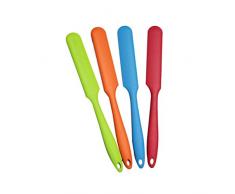 BESTonZON 4 stücke silikon schaber Lange scherkopf integrierte Griff spachtel Butter mischen Flache Messer Kuchen backen gebäck Werkzeuge (rot + orange + blau + grün)