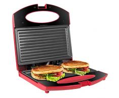 OZAVO Sandwichmaker, Sandwichtoaster Maker Panini Grill 750W, Panini-Maschine mit Antihaftbeschichtung, Tisch-Grill, Rot