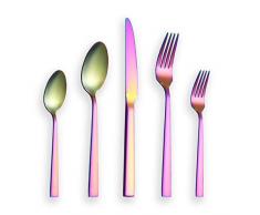 Berglander Besteckset 30-tlg. Mit buntem Titanüberzug, Edelstahl-Buntbesteckset, Regenbogenbesteckset, Service für 6 Personen (Regenbogen matt)