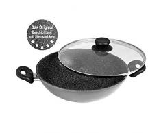 STONELINE Wok 28 cm, mit Glasdeckel, induktionsgeeignet