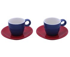 Espressotassen in Vereinsfarben blau/rot Set