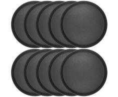 10 x WELLGRO® Gastro Tablett - Ø 35 cm rund, schwarz - antirutsch Kellnertablett Set - Serviertablett - Gastrotablett - Gläsertablett
