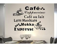 Wandtattoo wandaufkleber Aufkleber Wandsticker wall sticker Wohnzimmer Schlafzimmer Kinderzimmer KÜCHE 30 Farben zur Wahl Wandtext Wandwort Wandspruch spruch Zitat Küche Schriftzug CAFE COFFEE KAFFEE KÜCHE Mühle Bohne wkf05(weitere
