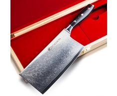 Stallion Damastmesser Wave Chinesisches Kochmesser - Messer aus Damaststahl in Edler Geschenkbox Freunde schöner Messer