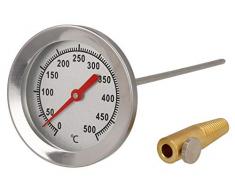 Lantelme 500 Grad Grillthermometer 500 °C Grad Thermometer Edelstahl für Grill Backofen Holzbackofen und Ofen analog Bimetall Sonde 30cm lang 4012