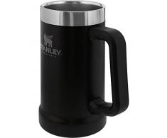 Stanley Adventure Series Big Grip Bierkrug 0.7L, Mattschwarz, 18/8 Edelstahl, Doppelwandige Vakuumisolierung, Robuster Griff, Spülmaschinenfest, Bierseidel Maßkrug Bierglas