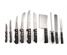 Gourmet Holzgriffmesser in Aktentasche: Ausbeinmesser, Kochmesser, Brotmesser, Hackmesser, Palettenmesser, Schärfe, Käsemesser, Schälmesser, Metzgermesser, Tranchiergabel