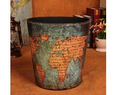 UMNALNI3 Mülleimer Abfall Papier Korb Runde Leder Kreative Mode Einfache Keine Abdeckung Retro