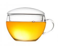 Creano Teetasse Teelini Teeglas mit Deckel, praktisch für ErblühTeelini oder Teebeutel, Latte Macchiato, Kaffee, 2-teilig, 200 ml