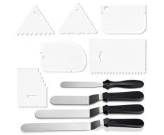 Artscope 4 Winkelpalette Set Edelstahl Streichpaletten Tortenmesser Zuckerguss Streichmesser mit 6 Icing Spatel Smoother Zuckerguss Glatter für Fondant Torte und Kuchen Dekorieren (Set B)