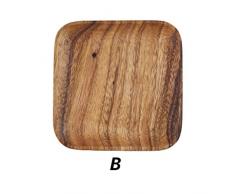 ATP Massivholz Tablett Speiseteller Platte Kaffee Teetablett Obst Brot Essen Dessert Frühstückstablett eckig B 16,5 x 16,5 cm