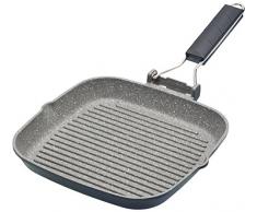 Kitchen Craft MasterClass Antihaft induktionstauglichen Grillpfanne mit klappbarem Griff, 20 cm (20,3 cm) – Schwarz, Aluminium, schwarz, 20 cm