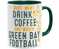 OM3® - Green-Bay-Coffee - Tasse | Keramik Becher | American Football Mug | 11oz 325ml | Beidseitig Bedruckt | Grün