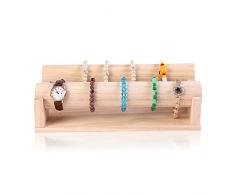 XuZeLii Schmuckständer Abnehmbare Holz Armbanduhr Schmuck-Display-Rack Armbandhalskettenart- Barzubehör Schmuck Rack Organisation Juweliergeschäft Gewebe Hängender Stand