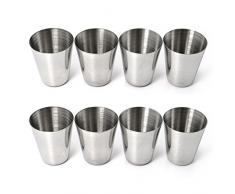 Shot-Gläser im 8er Set, Edelstahl Schnaps-Becher, Stamperle 25ml
