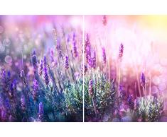 DAMU Herdabdeckplatten 2 x 40 x 52 cm Ceranfeldabdeckung Schutz Herdblende 80x52 2teilig Glas Spritzschutz Abdeckplatte Glasplatte Herd Ceranfeld Abdeckung Schneidebrett Lavendel Sonnenuntergang