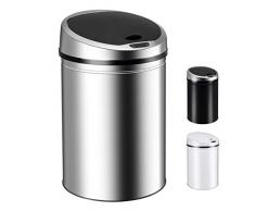Ribelli Edelstahl Mülleimer - Abfalleimer mit Sensor - automatisches Öffnen und Schließen - Klemmring für Müllbeutel - Abnehmbarer Deckel - mit LED-Funktionsanzeige (Chrom, 30 Liter)