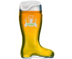 Bierstiefel 1L mit individueller Gravur [Name] und [Motiv 02] - MeinGlas