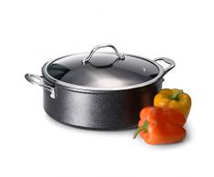 ProCook Professional Granite - niedriger Bratentopf - 28 cm - 6,1 l - Schmorpfanne - mit Deckel - mit Keramikbeschichtung - Induktion - Schmortopf - CoolTouch Griffe - induktionsgeeignet
