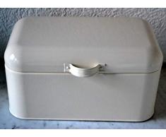 Aufbewahrungsbox - schicker Stabiler praktischer Brotkasten - praktischer, schicker Brotkasten in Creme-beige mit Griff und Deckel, aus Metall, Länge 30 cm