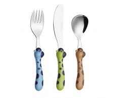 Exzact Kinderbesteck 3 teiliges aus rostfreiem Stahl/spülmaschinengeeignet Kinderbesteckset - 1 x Gabeln, 1 x Menuemesser, 1 x Abendessen Löffel (Giraffe x 3) (Giraffe x 3)