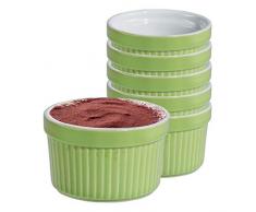 MamboCat 6er Set Tartelettes-Förmchen Lissi 200 ml Ø 9 cm Mini-Aufbackform Auflauf-Form Keramik-Schälchen pastellgrün Porzellan-Geschirr Küchen-Zubehör