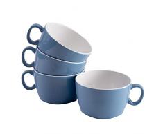 Melamin Geschirr 4 Suppentassen 400 ml ideal für Camping blau-weiß in 2 Ton-Design• Kaffeetasse Kaffeebecher Becher Campinggeschirr Picknick Kindergeschirr modernes Melamingeschirr Outdoor 4 Tassen