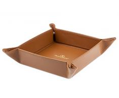 DELMON VARONE - Personalisierbarer Taschenleerer aus Premium Leder Boxcalf braun, Schlüsselschale ideal als Ablage für Schmuck, Kleingeld, Handy und Schlüssel, Echtleder Dekoschale für Wertsachen