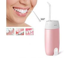 roroz Mini Munddusche Oral Irrigator for Teeth Cleaning, Wasser Flosser Für ZäHne, Zahnstein Und Plaque Klar, IPX7 Wasserdicht, 360° Drehung, Wiederaufladbarer USB-Behälter 120 ml,Pink