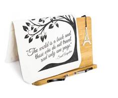 Tabletständer Buchständer aus Bambus-Holz, 3er Set inkl. Tragetasche & Lesezeichen, verstellbarer Leseständer für Küche, Schule & Büro - Ideal als Kochbuchhalter