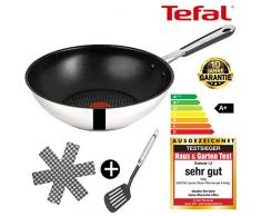 Tefal E89704 Jamie Oliver Wokpfanne Induktion 28cm -3 tlg, TESTSIEGER, UVP 69€ - 10 JAHRE GARANTIE, Wok Pfanne Antihaft-beschichtet, Spülmaschinenfest, rutschfester Griff, FÜR ALLE HERDARTEN