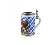 Seltmann Weiden 001.617239 Zusatzsort Bayern Bierkrug mit Deckel 0,75 L, Blau/Weiß/Beige/Rot