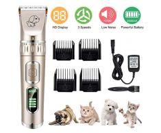 Tierhaarschneider Kit 5-Geschwindigkeit Elektrische Hundeschermaschine Hunde Katzen Drahtlose Wiederaufladbare Tierhaartrimmer Ultra Leise Haarschneidemaschine Haustier Haarschneider Schermaschine