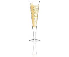 RITZENHOFF Champus Champagnerglas von Willian Farias, aus Kristallglas, 200 ml, mit edlen Gold- und Platinanteilen, inkl. Stoffserviette