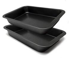 MGE - Auflaufform - Gratinform für Lasagne - Bräter aus Stahl mit Antihaft-Beschichtung - Set von 2-32 x 22 cm